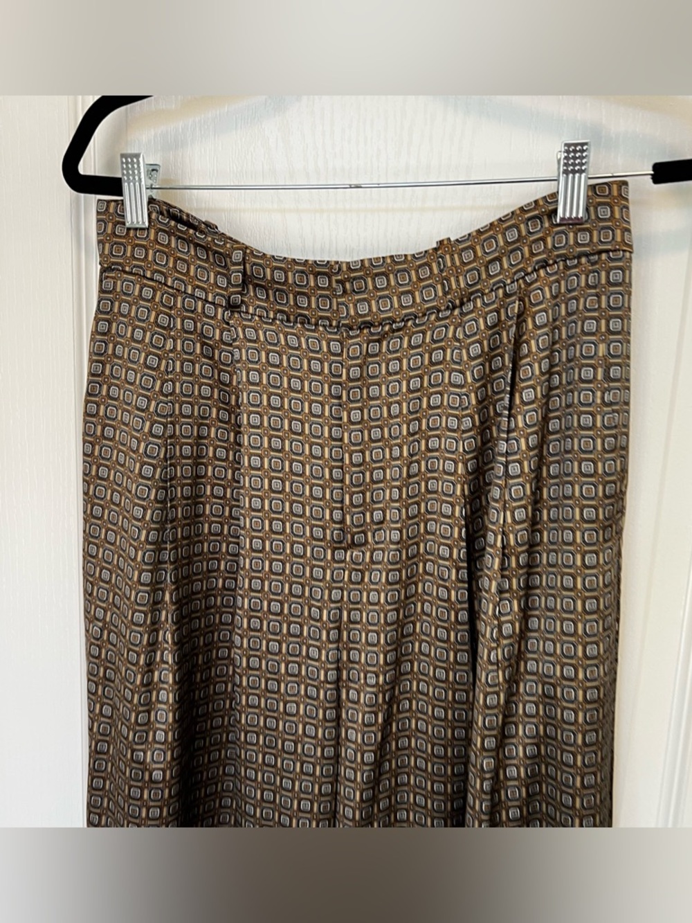 BANANA REPUBLIC Size 8 100% Silk Geometric Wide Leg Palazzo Pants Luxury - Picture 16 of 17